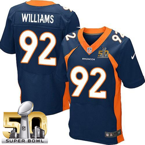 Men's New Elite Sylvester Williams Super Bowl L Nike Jersey Navy Blue Alternate - #92 NFL Denver Broncos